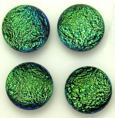 6.5mm-7mm round group: four (4)  Simple Process Dichroic Glass Cabs RELEI