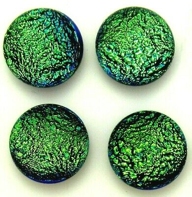 8mm-8.5mm round group: four (4)  Simple Process Dichroic Glass Cabs RELEI