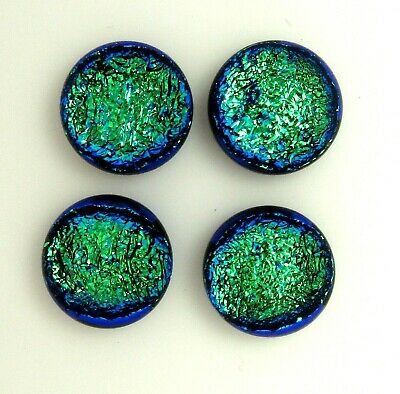 10mm-10.5mm round group: four (4)  Simple Process Dichroic Glass Cabs RELEI