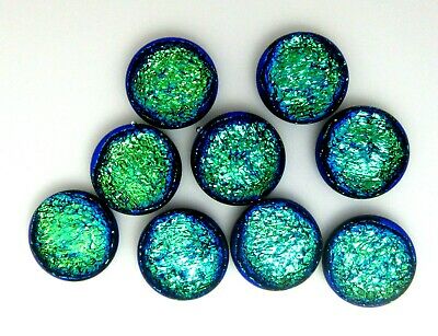 11mm-12mm round group: (9) nine Simple Process Dichroic Glass Cabs RELEI