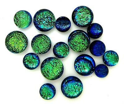 5.5mm-9mm round group: 17 Simple Process Dichroic Glass Cabs RELEI
