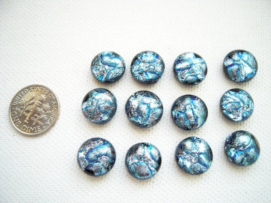 Lot Of 10 pcs Handmade Blue  DICHROIC  FUSED GLASS CABOCHONS - earrings