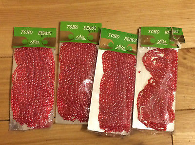3 Pkg + Partial Toho 8/0 Iridescent Red Glass Seed Beads -Approx 40 Grams Ea pk
