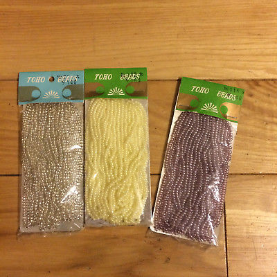 3 Pkg Toho 8/0 Glass Seed Beads-Silver,Off-White-Lavender-Approx 40 Grams Ea Pk