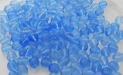 100 Pcs WHOLESALE 10mm CZECH GLASS FIREPOLISHED BEADS   -   LIGHT SAPPHIRE