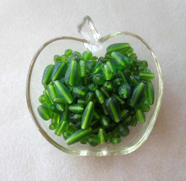Apple Green Glass Bead Soup Mix, Jewelry Making Beads,, Green Beads