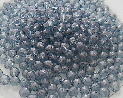 100 PCS WHOLESALE 4mm CZECH GLASS FIRE POLISHED FACETED BEADS - LUMI BLUE