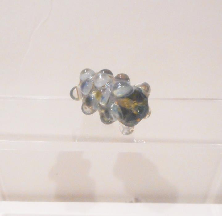 Loose Glass Bead, Lampwork Long Art Glass Bead With Bumps, Blue Green
