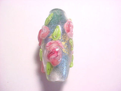 Large 45.5mm Glass Applied Floral Lampwork Focal Bead