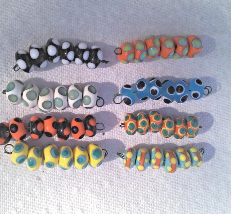 LNT- Handmade Lampwork SPACER Beads- DOTs - 6x11mm Ln1106 SRA- Color Choice