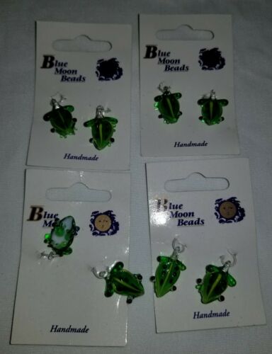 Handmade Frog Beads Glass Blue Moon Jewelry Making Green NEW