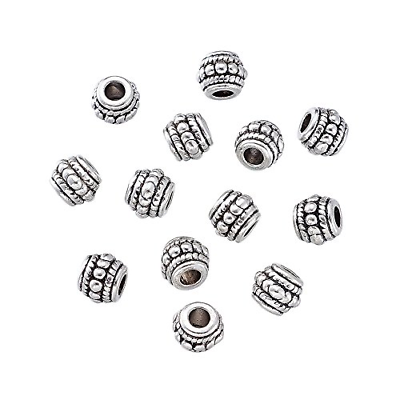 Pandahall 20pcs Tibetan Silver Antique Silver Barrel Beads Charms for Jewelry
