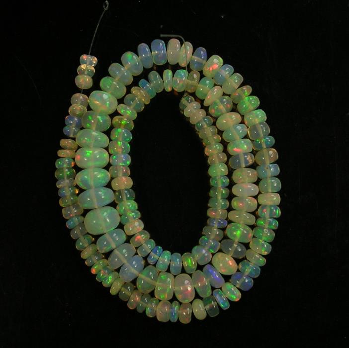 White ETHIOPIAN welo OPAL smooth rondelle beads AAA 5-9mm 16