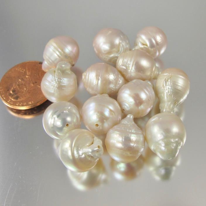 13pcs large white cultured freshwater pearl tear drops FREE SHIP