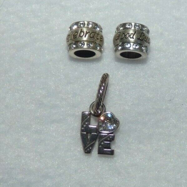 BRIGHTON GOOD LUCK J95052, CELEBRATE J95042, BEAD SPACER & LOVE CHARM LOT 3 NEW