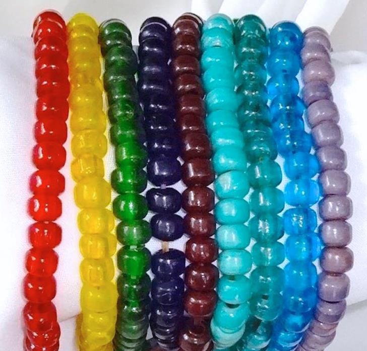 9 Strands of Glass 9 mm Crow Beads, Pony Beads, set of 9, 450 beads