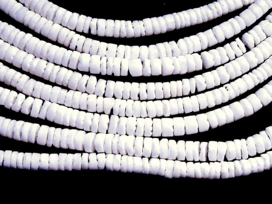 3 Strands Heishi Shell Beads,Native American,White,3mm