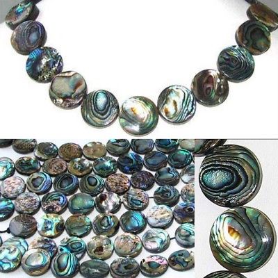 Natural ABALONE Coin Shaped 18x4mm Bead STRAND 104589
