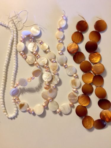 Lot- Bead Freshwater Pearl, Shell, Natural 4 Strand, Mix Size, Shape