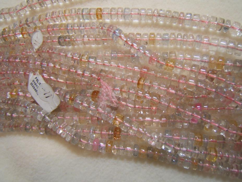 White Pink Clear Crackle 5 x 8mm Wheel Shape Beads 4 Jewelry making Craft 1 strd