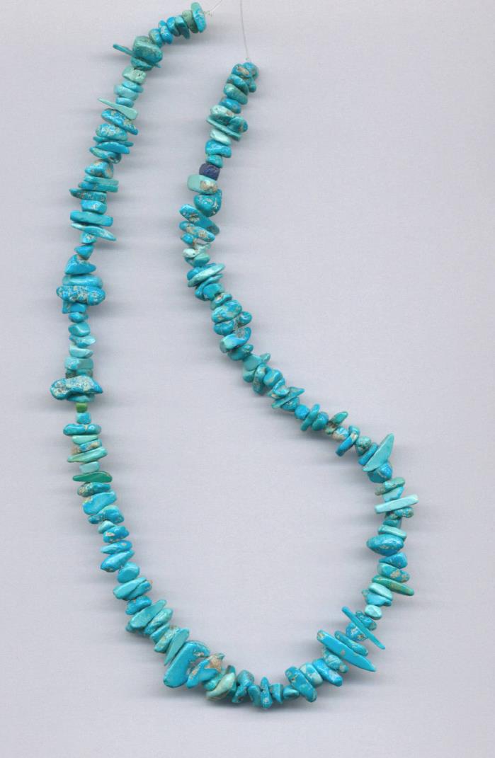 RAW NATURAL SLEEPING BEAUTY TURQUOISE NUGGET CHIP BEADS - 15.75