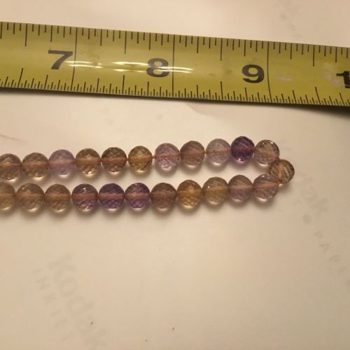 Natural A- grade Ametrine micro faceted round beads,16inch temporarily strung