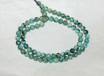 CLOUD MOUNTAIN SPIDERWEB TURQUOISE 5.5MM ROUND BEADS - 15.5