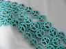20mm Synthetic Blue Turquoise Peace Sign Beads 15.75
