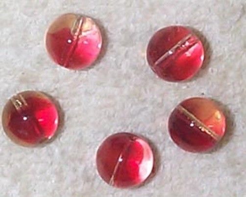 VINTAGE ROSE PALE RED  GIVRE JAPANESE FABULOUS GLASS BEADS  16 BEADS RED/CLEAR