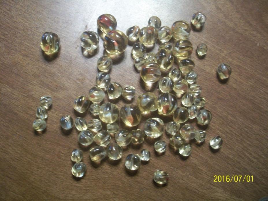 Vintage Crystal Swirl Shaped  Amber Color Beads (26)