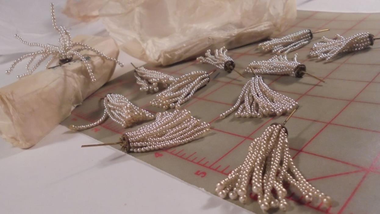 3 Vintage Faux Pearl Tassels Japan