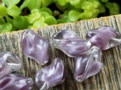 (10) Vintage Satin Givre Purple Lavender Cloud 18mm Glass Beads German Czech