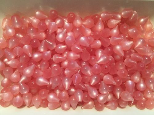 150 Vintage Teardrop Moonglow Lucite Beads - Rose Pink