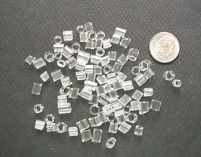 CLEAR GLASS ANTIQUE WHIMSIE WHIMSEY WHIMSY TUBE BEADS LOT