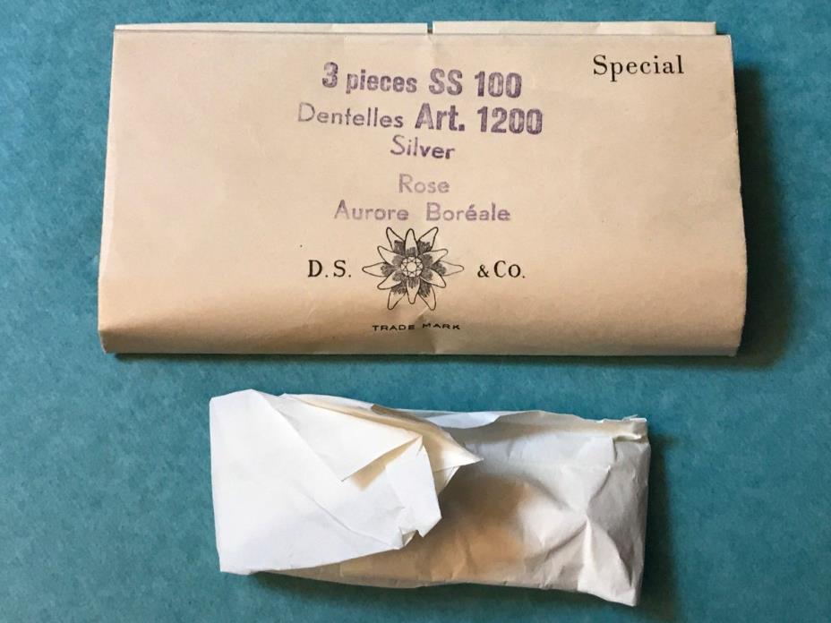 Vintage SS 100 Dentelles Silver Rose AB Stones D.S. & Co.Austria Orig Package