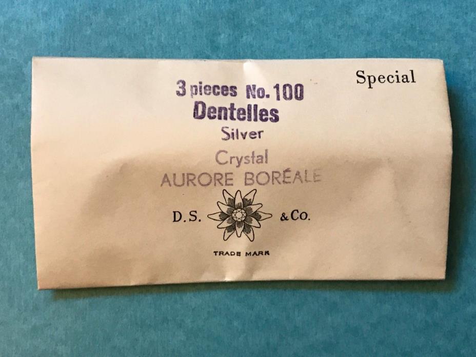 Vintage Dentelles Crystal Silver AB Stones D.S. & Co.Austria Orig Package