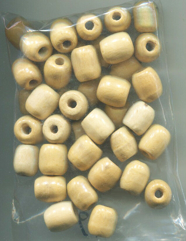 10 barrel beads wooden plain macrame unpainted big 12mm x 16mm wood