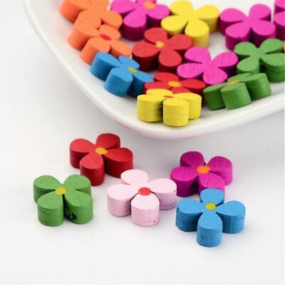 Mixed Lead Free Wood Flower Beads