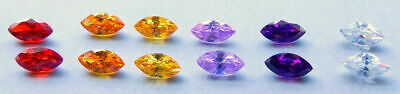 Marquise  Cubic Zirconia  Colored Stones /5x10mm,  6x12mm, 7x14 mm One Pair