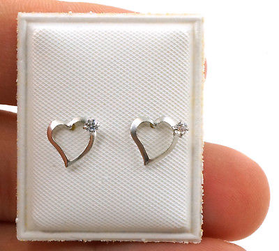 925 Sterling Silver Heart Baby Girls Children Screwback Earrings