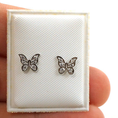 Beautiful Little Butterfly Baby/Children's Earrings, Screw Back - .925 Silver