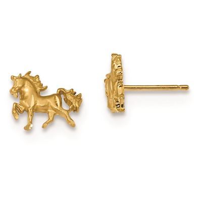 14K Yellow Gold 10 MM Satin Diamond-cut Unicorn Post Stud Earrings MSRP $208