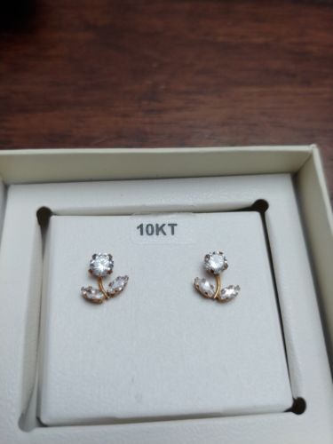 10K CZ Flower Stud Earrings with GF Backs Made in USA Preowned