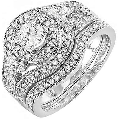 1.00 Carat (ctw) 14k White Gold Round Diamond Ladies Vintage Bridal Engagement