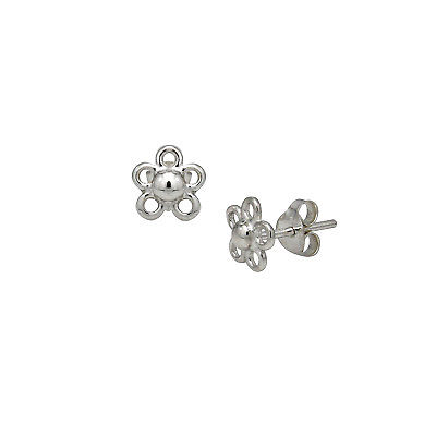 Five Petal Sterling Silver Flower Stud Earrings