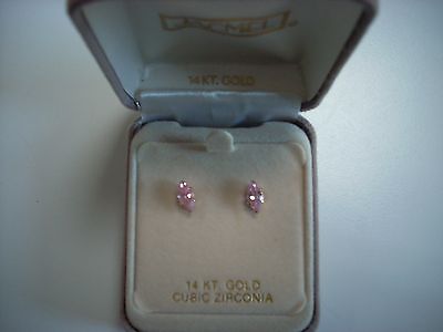 Jacmel 14K yellow gold and pink cubic zirconia pierced earring studs