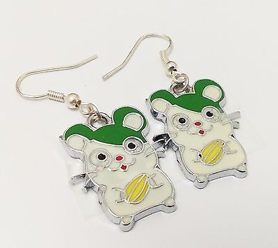 Cute Hamtaro anime animal hamster green white charms hooks cartoon girls Jewelry
