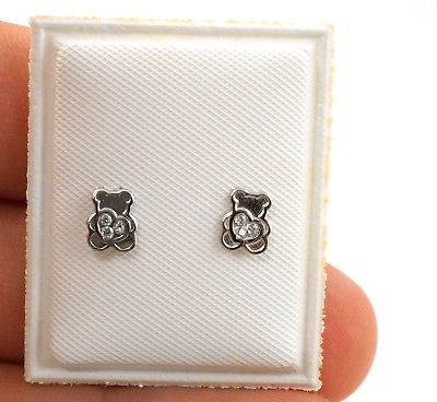 Teddy Bear Sterling Silver Earrings - Made for Toddlers/Little Girls