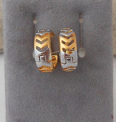 18k Two Tone gold Filled Small  Hoop earrings