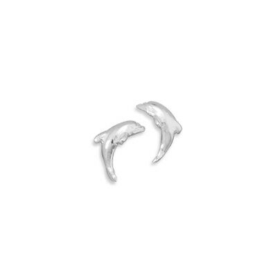 Dolphin Stud Earrings Polished Sterling Silver